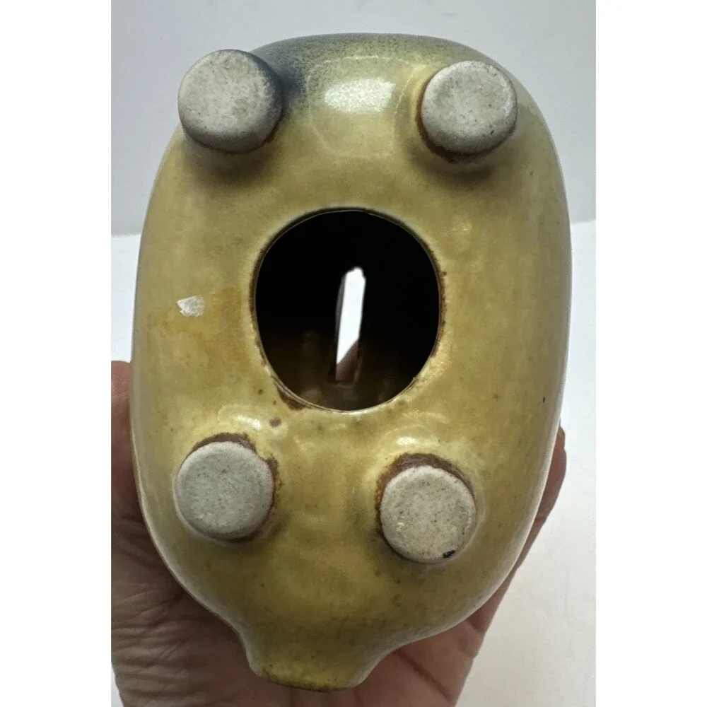 Art Pottery Stoneware Speckled Piggy Bank Money Saver No Stopper Vintage
